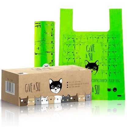Certified Home Compostable Cat Litter Bags For Poop - 10% to Charity - Cornstarch-Based - For Cleaning Up Litter Trays - NF T51-800 Compliant - 30 Extra Large Disposable Bags - size: 1 Count (Pack of 30)