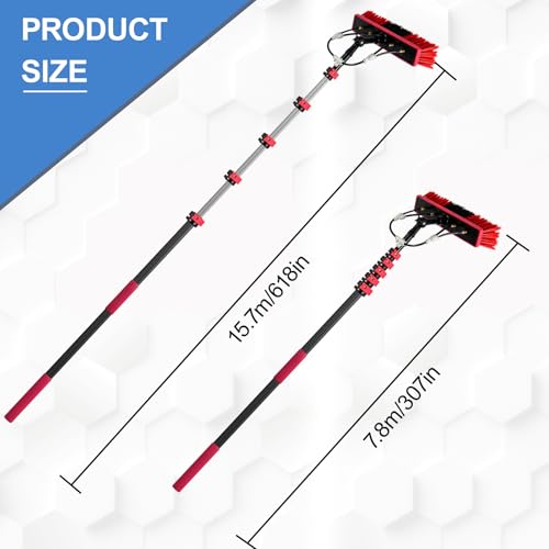 26Ft Reach Solar Panel Cleaning Brush Kit, Window Cleaner Tool with 6-Stage 5-26ft Pole, Professional Telescopic Solar Panel Cleaning Equipment for Snow Removal (5-26FT)