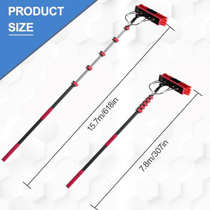 26Ft Reach Solar Panel Cleaning Brush Kit, Window Cleaner Tool with 6-Stage 5-26ft Pole, Professional Telescopic Solar Panel Cleaning Equipment for Snow Removal (5-26FT)