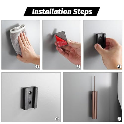 BGL Toilet Brush and Holder Set Rose Gold Wall Mounted for Bathroom Round Design - color: Rose Gold-wall Mount
