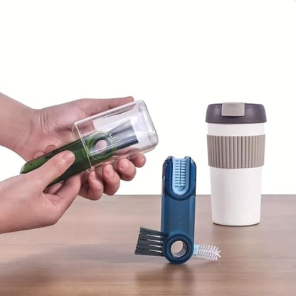 3-in-1 Lid Gap Cleaning Brush Multi-Functional Tool with Silicone Cup Holder Brush for Travel Mugs, Bottle Lids, Cups, Gray - color: Gray