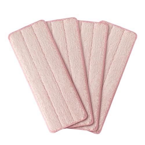 JOYMOOP Flat Mop Pads, Microfiber Mop Cleaning Pads, Washable Pads, Pads Replacement for Flat Mop or Mop Bucket Set, Pack of 4 Refills 13inch - Pink - color: 4 Pcs 13" -- 4 Pink, size: 13.0 × 4.9 Inch