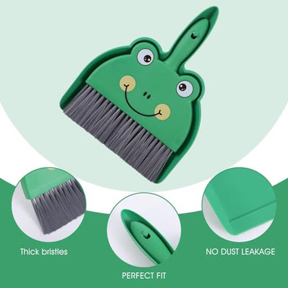 Upgrade Small White Broom and Dustpan Set, Hand Dustpan and Brush Set, Cute White Mini Broom and Dust pan Sets, Little Dust Pan for Home Use Tabletop Debris Cleaning Pet Guinea Pig Cages (Green) - color: Green