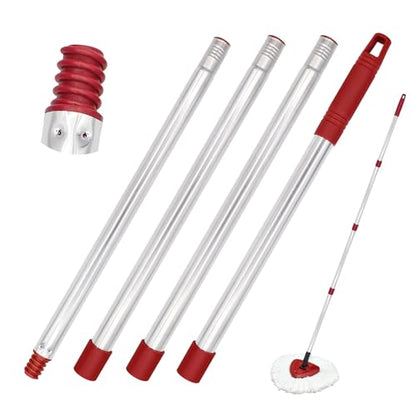 4-Section Spin Mop Handle Replacement, 30 to 58 inch Stainless Steel Handle Easy Install, Resistant to Deformation, American Threaded Joint, Compatible with O-Ceda Spin Mop Easy Wring Spin Mop Head