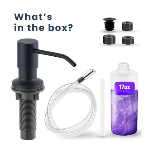 SBEN Built-in Kitchen Sink Soap Dispenser – Stainless Steel Pump, 17 oz Bottle and Extension Tube Kit 47", Upgraded Metal Check Valve, Countertop Hand Soap & Lotion Dispenser (Matte Black) - color: Matte Black