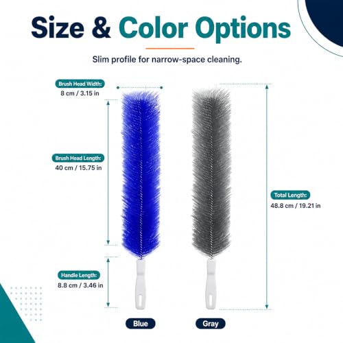 Bendable Microfiber Head, 2026 New Reusable Dust Remover Fan Blades Cleaner Brush, Multi Purpose Washable Brush for Electric Fans Air Conditioning, Home Car Vents, Curtain (2Pcs Gray) - color: 2pcs Gray