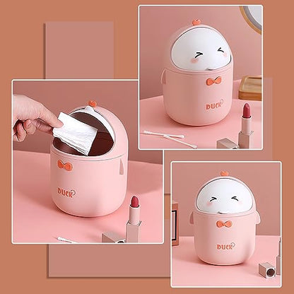 Cute Desktop Trash Can Wastebasket with 90 Trash Bags, Creative Mini Countertop Garbage Can with Lid, Small Plastic Storage Bin for Home Kitchen Dressing Office Kids Bedroom(Pink) - color: Pink