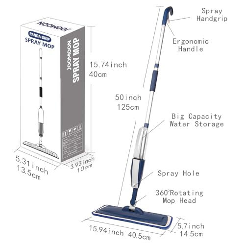 Spray Mop for Floor Cleaning, 2 Pack with Refillable Bottles & Pads | Blue combo, refillable 14 oz bottles, 6 washable microfiber pads, wet/dry use for hardwood, tile, laminate, home & commercial - color: Blue&blue
