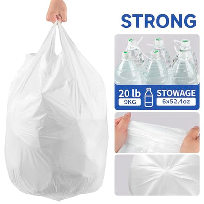 Small Trash Bags with Handles - Ocean Plastic Upcycling - Plastic Garbage Bags, Can Bin & Waste Basket Liner for Kitchen, Bathroom, Office and Pets,13 Gallon 80 Count White - color: 13Gal White, size: 1 DISPENSER BOX