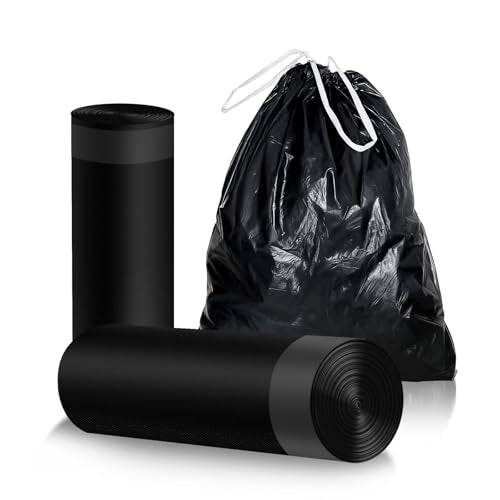 13 Gallon Drawstring Trash Bags, 40 Count Heavy Duty Kitchen Garbage Bags, Strong & Thick, Leak Proof, Tear Resistant, Unscented, for Home, Office, Bathroom, Fits Tall Kitchen Bins (Black) - color: Black-40 Count