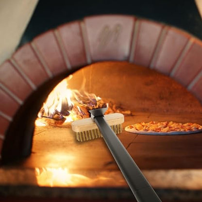 Pizza Oven Brush with Scraper,Grill Brush, Pizza Brush for Pizza Oven, 47.2 Inch Long Handle, Detachable Swivel Head Adjustable for Pizza Oven