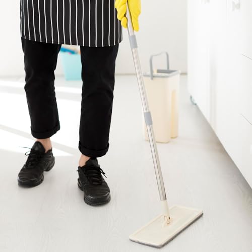 3 Pack Flat Mop Replacement Pad, 13" X 4.7" Microfiber Reusable Mop Pads Washable Mopping Pads Cleaning Mops Heads Cloth Replacement for Hardwood Floor Cleaning Wet Dry Use (White,Grey)