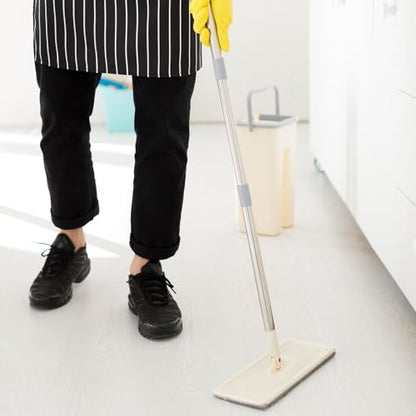 3 Pack Flat Mop Replacement Pad, 13" X 4.7" Microfiber Reusable Mop Pads Washable Mopping Pads Cleaning Mops Heads Cloth Replacement for Hardwood Floor Cleaning Wet Dry Use (White,Grey)