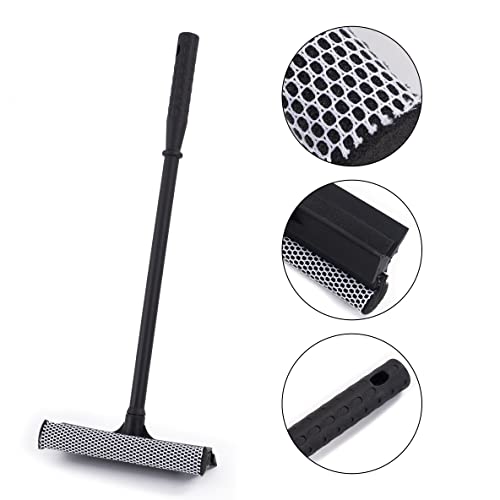 Matthew Cleaning All Purpose Window Squeegee Window Cleaner Tool,Car Squeegee Windshield Cleaning Sponge and Rubber Squeegee,2-in-1 Window Cleaner Sponge(10'') and Soft Rubber with Pole 20’’ (12Pack) - size: 10'' Blade