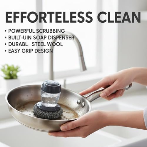 Soap Dispense Palm Kitchen Scrub,Soap Dispensing Dish Brush with Soap Dispenser for Easy Cleaning Dishes, Pots, Pans & Sinks - color: A, size: 1pcs