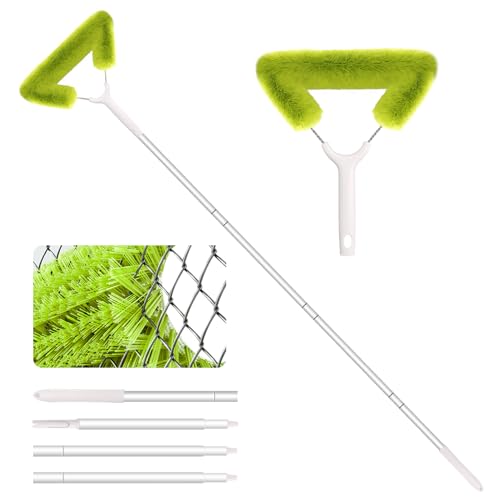 Window Screen Cleaning Brush with 62in Extension Pole, Innovative Fibre Mesh Screen Cleaner for Window Mesh, Patio Screens, Screen Doors, Pool Cage & Fence - Dry or Wet Use