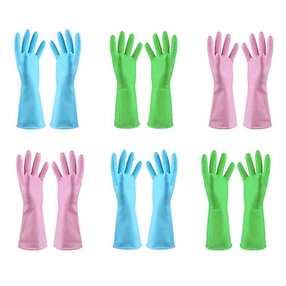 URSMART Reusable Household Gloves - Waterproof Rubber Latex Cleaning Laundry Gloves Dishwashing Gloves for Kitchen Dish Washing Laundry Cleaning (6L Color Random) - color: 6l