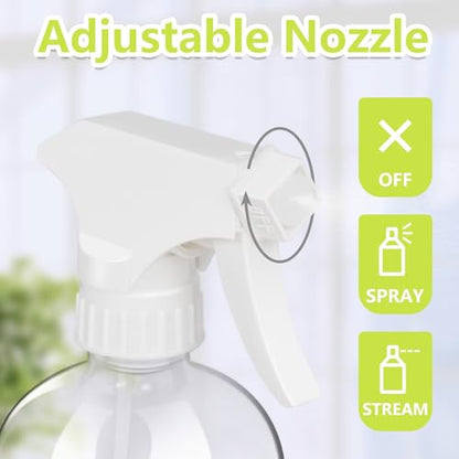 Glass Spray Bottles, 16oz Refillable Containers, Adjustable Spray Nozzles, Spray Bottles for Hair, Solutions, Cleaning, Gardening, Aromatherapy, Pets, Hair -Clear