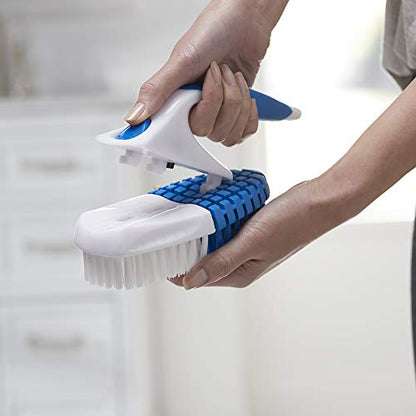Clorox Multipurpose Flex Scrub Handheld Cleaning Brush with Removable Handle, Blue/White - size: 1 Count (Pack of 1)