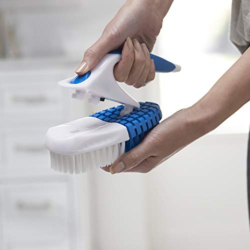 Clorox Multipurpose Flex Scrub Handheld Cleaning Brush with Removable Handle, Blue/White (Pack of 4) - size: 1 Count (Pack of 4)