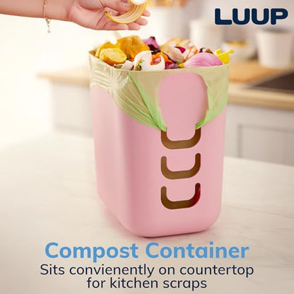 STORi Luup Bathroom Wastebasket, Secure Grocery Bags, Plastic Garbage Container for Vanity, Laundry Room, Kitchen, Office, 2.5 Gallon, Pink, Made in USA - color: Pink