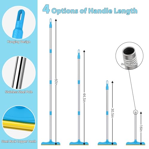 3 in 1 Carpet Rake for Pet Hair Removal, 60” Adjustable Long Handle Pet Hair Remover, Tool Set of 3, Reusable Carpet Scraper Dog Cat Pet Hair Removal Broom for Carpets, Car Mat, Pet Bed, Rugs