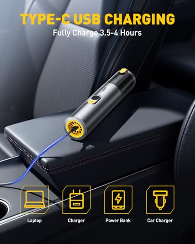AUXITO Car Vacuum Cleaner - Portable Handheld Vacuum Cleaner 14000Pa Suction Power, Blow & Suction 2 in 1 Mini Vacuum Cleaner Hand Held Vacuum for Car, Home, Pet, Office, Gifts for Men (Silver) - color: Silver