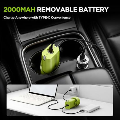 Handheld Car Vacuum Cleaner, 4-in-1 Cordless Rechargeable Mini Vacuum with Air Duster – Quickly Clean Crumbs, Pet Hair & Crevices in Car, Office, Home. Ideal for Commuters & Office Workers (Green)