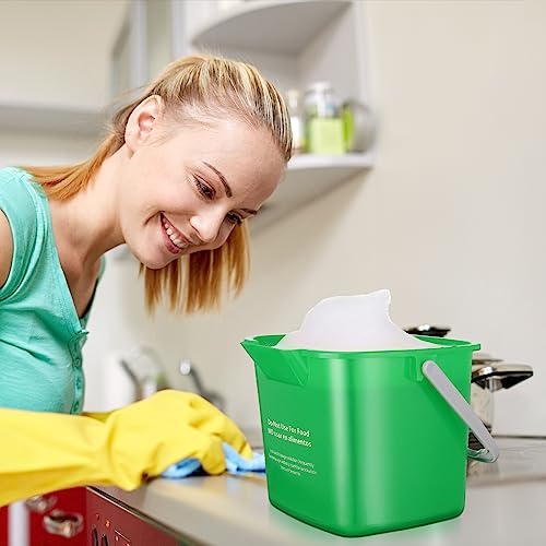 Roshtia 6 Pcs 3 Quart Cleaning Bucket Small Sanitizing Square Bucket Detergent Pail for Home Commercial Restaurant Kitchen Office School (Green) - color: Green