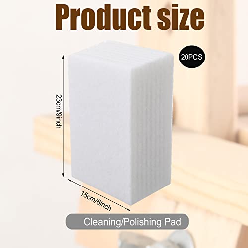 20 Pieces White Scrubbing Pad Non Scratch Scouring Pads Non Woven Scouring Sponge Multipurpose Abrasive Multi Surface Scrubber for Cleaning Polishing Home(6 x 9 Inch) - size: 6 x 9 Inch