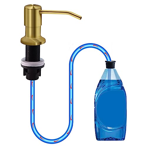Soap Dispenser for Kitchen Sink, Countertop Sink Soap Dispenser Pump, 47" Silicone Extension Tube Connect to The Soap Bottle Directly, Say Goodbye to Frequent Refills (Golden) - color: Golden