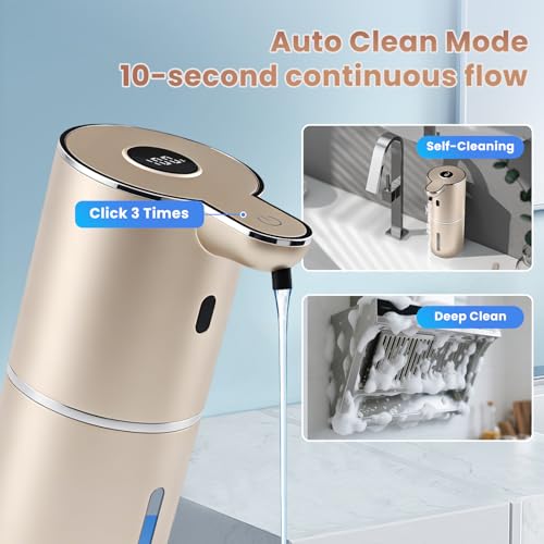 Automatic Soap Dispenser, Touchless Liquid Soap Dispensers, USB Rechargeable, 6-Level Adjustable Volume Control, 12.8oz/380ml, Wall Mount for Kitchen, Bathroom, Free Stickers (Gold) - color: Champagne Gold