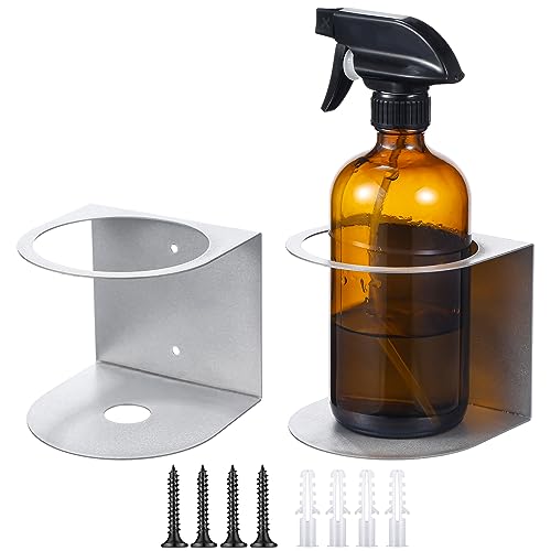 Gerrii 2 Pcs Spray Bottle Holder Wall Mount Bottle Organizer Spray Can Holder Organizer for Garage and Workspace Stainless Steel Easy Install Craft Workspace Paint Rack with Hardware (Gray) - color: Gray