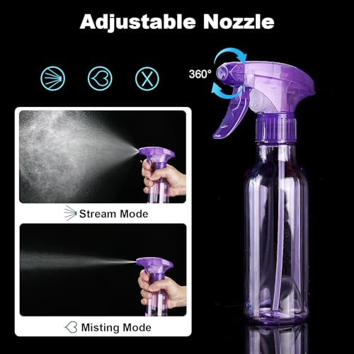 Cosywell Empty Spray Bottles 8.8oz/260ml 2 Pack Plastic Spray Bottle for Cleaning Mist/Stream Refillable Container Water Spraying Bottle for Cooking Hair Care Essential Oils(Purple) - color: E-Purple