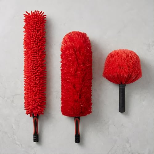 8 FT Cobweb Duster with Extension Pole, 12 FT High Reach Ceiling Fan Cleaner Duster for Home, 2.6-8 FT Extendable Pole with 3 Pcs Dusting Tools, Cubweb Duster, Feather Dusters, Ceiling Fan Duster - size: 8 FT