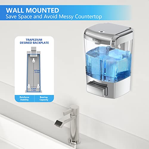 SVAVO Wall Mounted Soap Dispenser Kitchen Bathroom Manual Soap Dispenser Refillable Hand soap Dispenser for Liquid Contianers Shampoo Gel Chamber for Household Commerical 23.7oz (700ml) ABS - color: Chrome&clarity