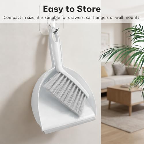 NACENA Handheld Dustpan and Broom Set – Mini Compact Brush Combo for Desktop, Sofa, Car & Kitchen Crumbs Small Cleaning Tool with Stiff Bristles, Grey - color: Gray, size: 1 Pack