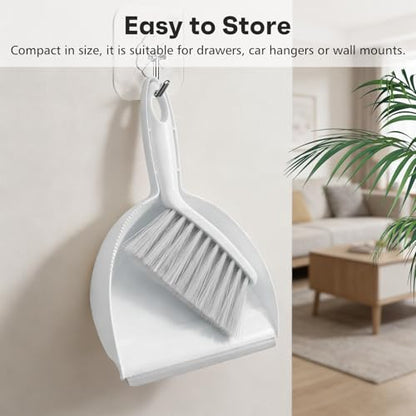 NACENA Handheld Dustpan and Broom Set – Mini Compact Brush Combo for Desktop, Sofa, Car & Kitchen Crumbs Small Cleaning Tool with Stiff Bristles, Grey - color: Gray, size: 1 Pack