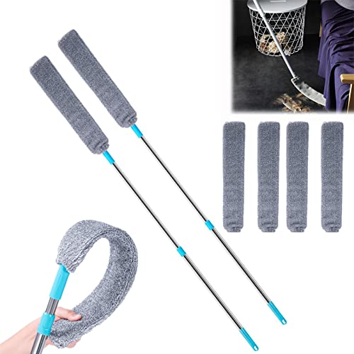 Retractable Gap Dust Cleaner, Microfiber Hand Duster, Under Fridge & Appliance Duster, Telescopic Dust Brush for Wet and Dry, Cleaning Tools for Home Bedroom Kitchen (2 Pack)