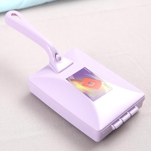 Handheld Carpet Sofa Sweeper with Double Roller Brushes,Crumb Dust Cleaning Tool for Bed,Table,Upholstery,PP Material,Purple
