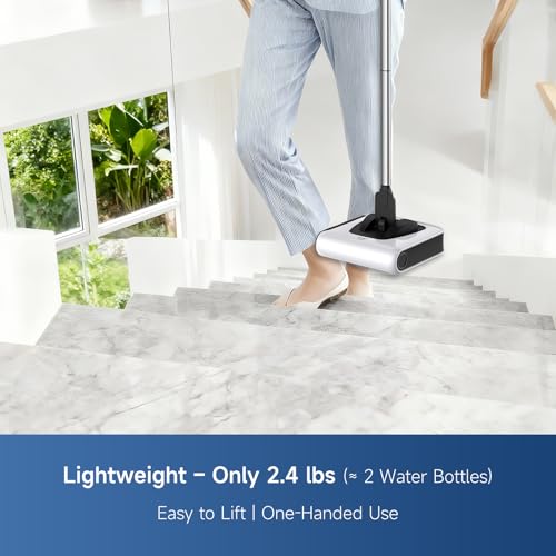 FMART FM-009 Cordless Electric Floor Sweeper — Lightweight One-Hand Operation with Flexible Handle, Quiet Design, Powerful High-Speed Edge Brush Reaches Under Furniture, for Hard Floors