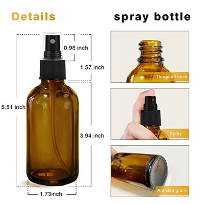 GIVAMEIHF Amber Spray Bottles about 4oz Empty Small Glass Spray Bottle Fine Mist Spray Refillable Containers, Set of 16, Included 24 nozzles, 2 Funnels, 2 Droppers, 24 Labels - color: 4OZ-16 Pcs