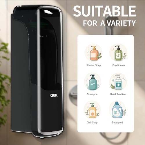 Wall-Mounted Shower Soap Dispenser,Shampoo and Conditioner Dispenser, 300ml, No Drill Refillable Shampoo Dispener for Bathroom,Kitchen,Hotel and Airbnb, Black - color: Black
