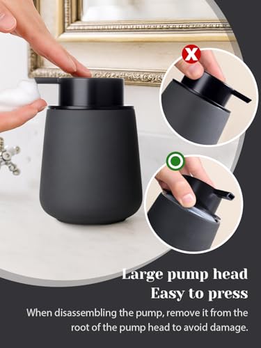 INGOFIN Ceramic Foaming Soap Dispenser - 12oz Foam Hand Soap Dispenser Bathroom, Ceramic Dish Soap Modern Dispenser with Pump for Kitchen, Matte Grey - color: Matte Grey-foam