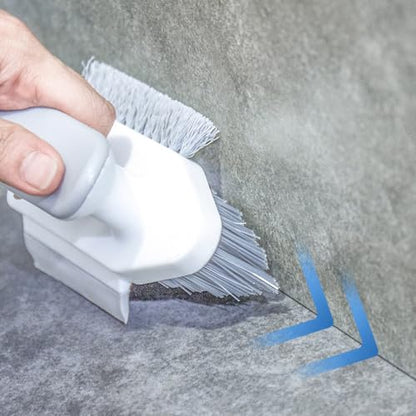 Multi-Purpose Bathroom and Window Groove Cleaning Brush, Ergonomic Handle with Stiff Bristles for Deep Cleaning, Grey White - color: Grey White