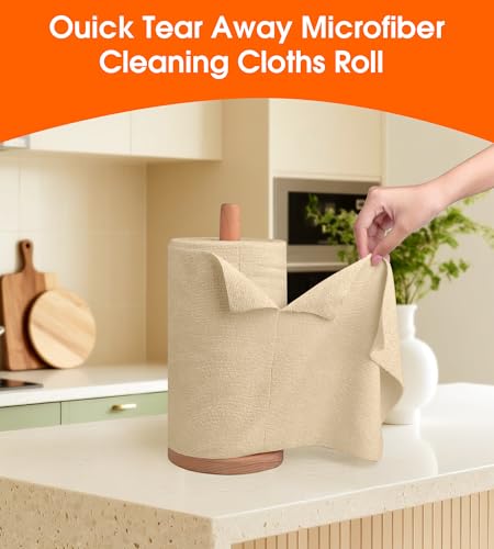Microfiber Cleaning Cloth Roll - 100 Pack Tear Away Microfiber Paper Towels, Reusable, Washable, Scratch-Free, Kitchen Towels for Car, Home, Kitchen, Glass, Dishes (Wheat Beige) - color: Wheat Beige