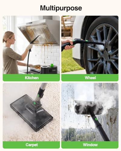 Taskstar Powerful High Pressure Steam Cleaner for Deep Cleaning | 8 mins rapid heat, 1.6L tank for 50-min continuous vapor, 22 tools; tackles kitchen grease, bathroom grout & car detailing