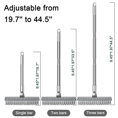 Floor Scrub Brush 55.9" Telescopic Handle 2 in 1 Scrape Brush Stiff Bristle Shower Scrubber for Cleaning Patio Bathroom Garage Kitchen Wall Deck Tub Tile