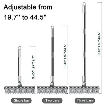 Floor Scrub Brush 55.9" Telescopic Handle 2 in 1 Scrape Brush Stiff Bristle Shower Scrubber for Cleaning Patio Bathroom Garage Kitchen Wall Deck Tub Tile