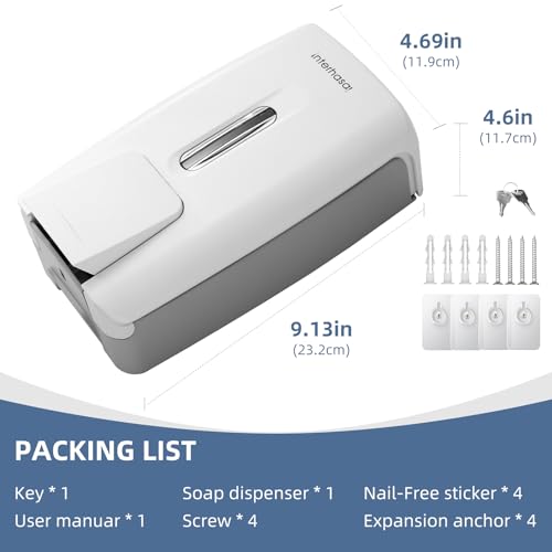 Soap Dispenser Wall Mount 28oz Commercial Hand Soap Dispenser for Bathroom Liquid Gel Hand Sanitizer Dispenser No Drilling White - color: White